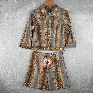 Vintage Dollhouse Jacket Skirt Set Womens Small/Medium Snake Print‎ Y2K 2000s